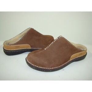 UGG Burleigh 1633 Brown Suede Sheepskin Fur Lined Slides Mules Size 8  C134